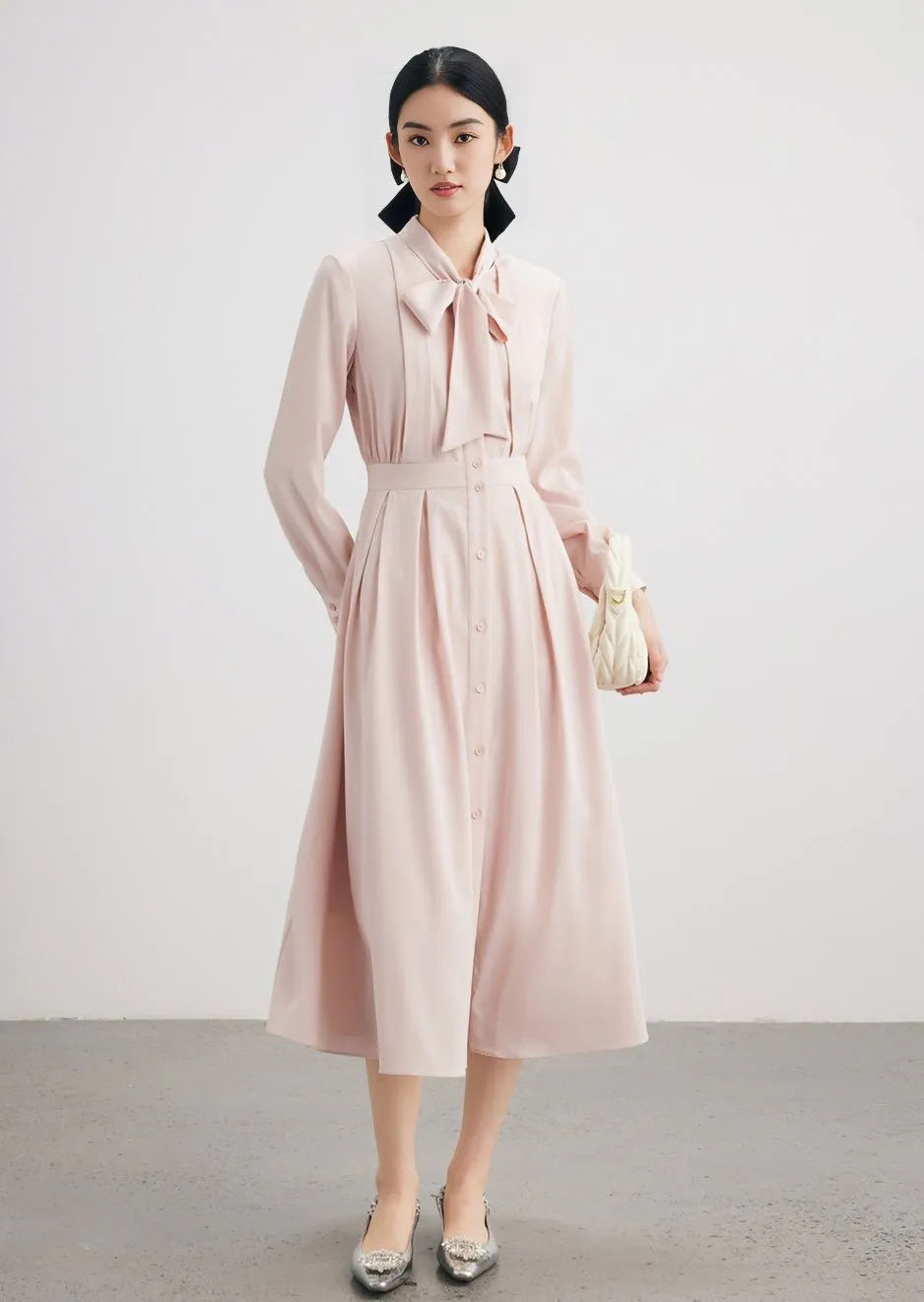 TEXTURED PINK SHIRT DRESS