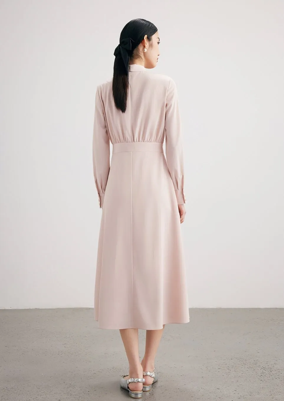 TEXTURED PINK SHIRT DRESS