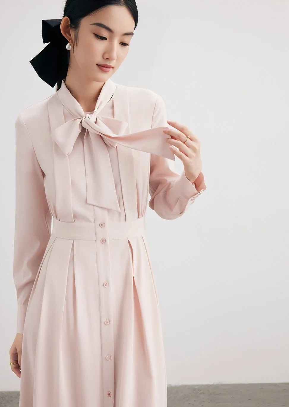 TEXTURED PINK SHIRT DRESS
