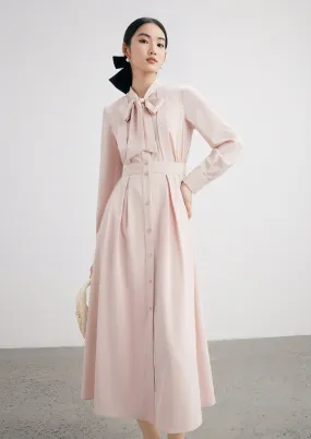 TEXTURED PINK SHIRT DRESS