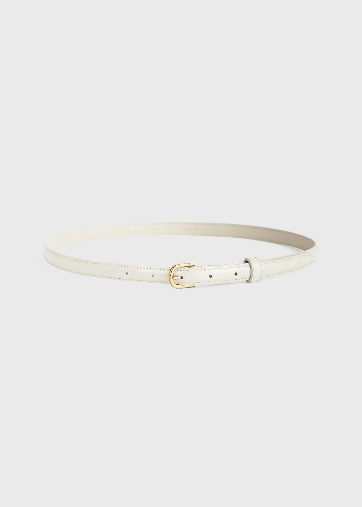 Thin patent belt bleached sand