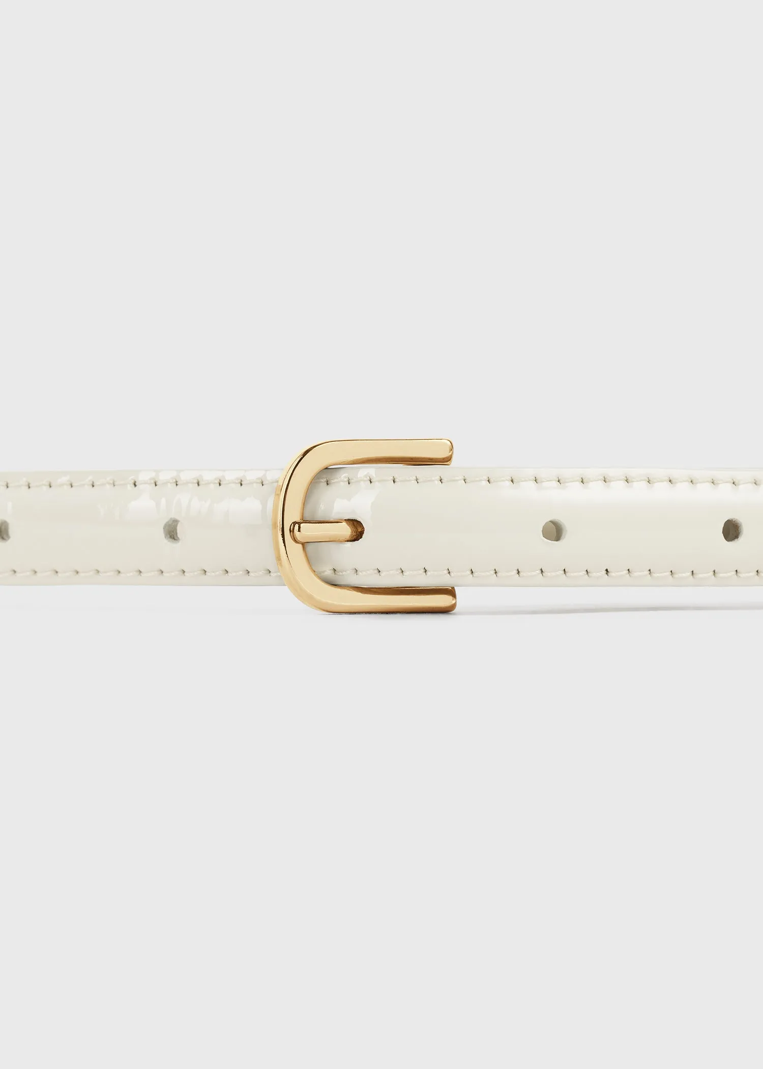 Thin patent belt bleached sand