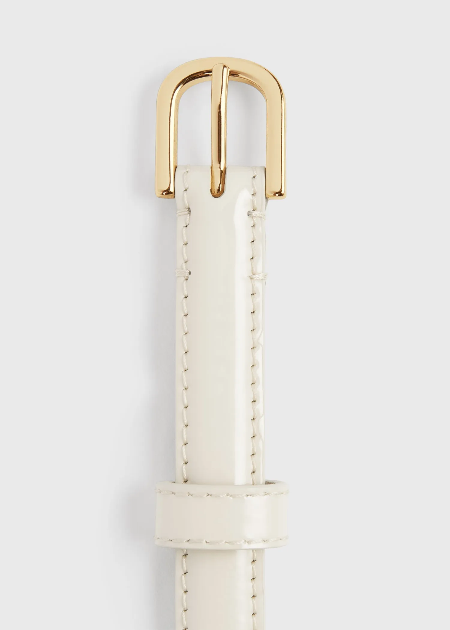 Thin patent belt bleached sand