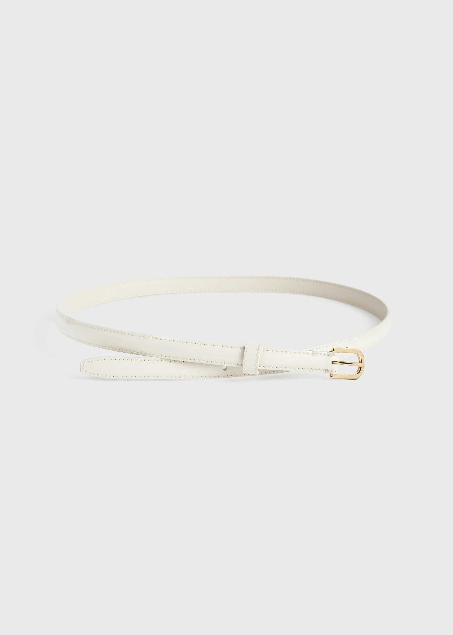 Thin patent belt bleached sand