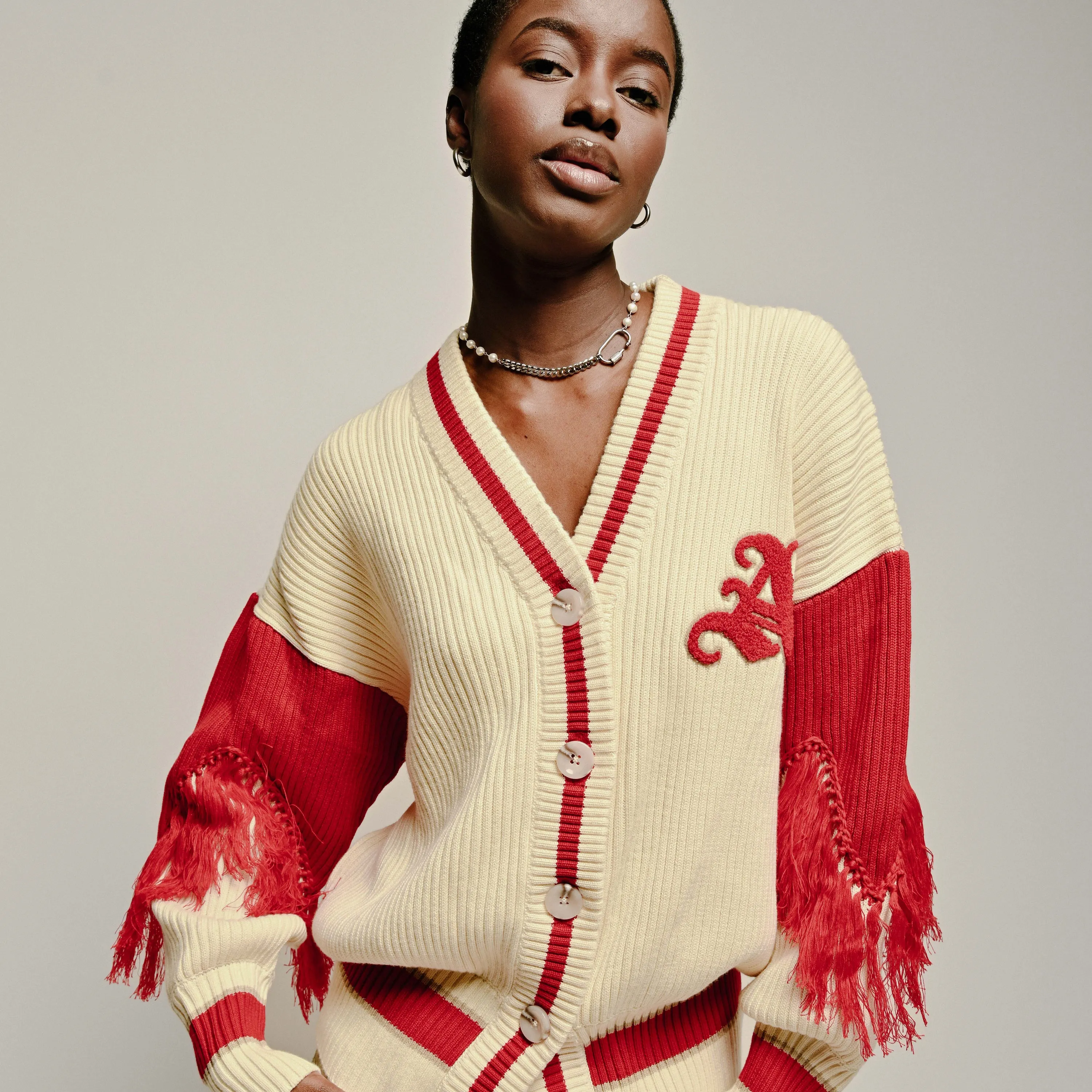 Varsity Cardigan Red