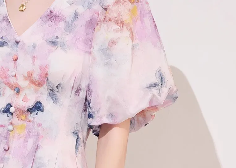 WATERCOLOR FLOWER PRINT DRESS