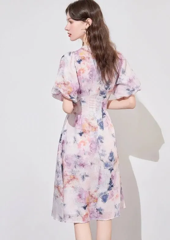 WATERCOLOR FLOWER PRINT DRESS