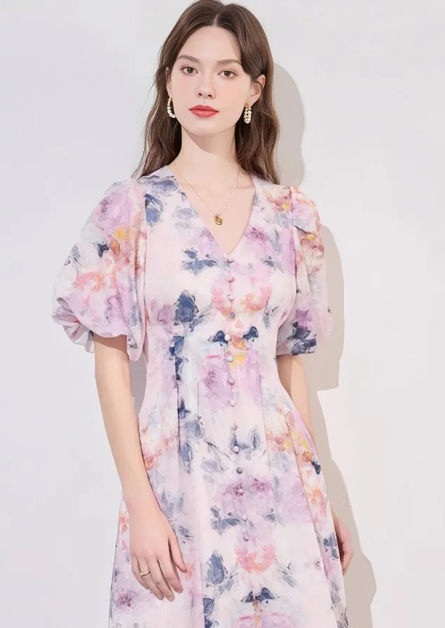 WATERCOLOR FLOWER PRINT DRESS