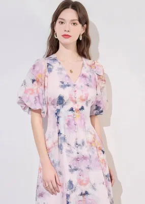 WATERCOLOR FLOWER PRINT DRESS