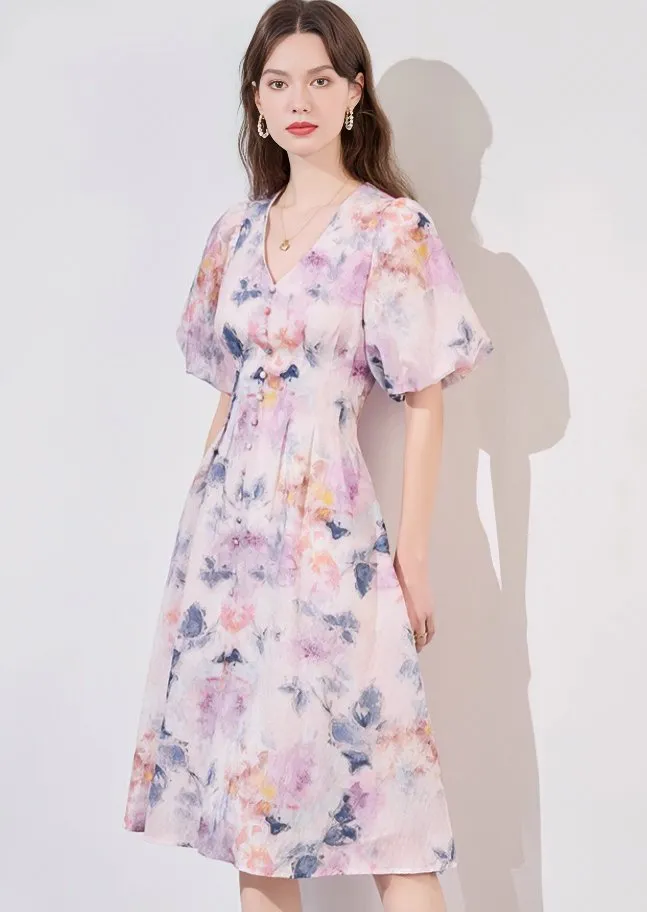 WATERCOLOR FLOWER PRINT DRESS