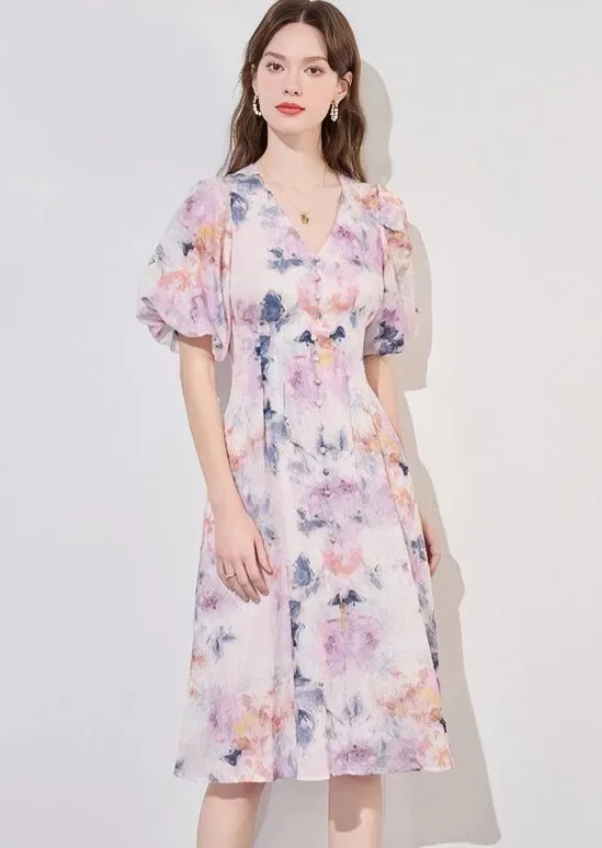 WATERCOLOR FLOWER PRINT DRESS