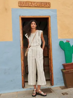 White Stuff Carla Stripe Linen Blend Top