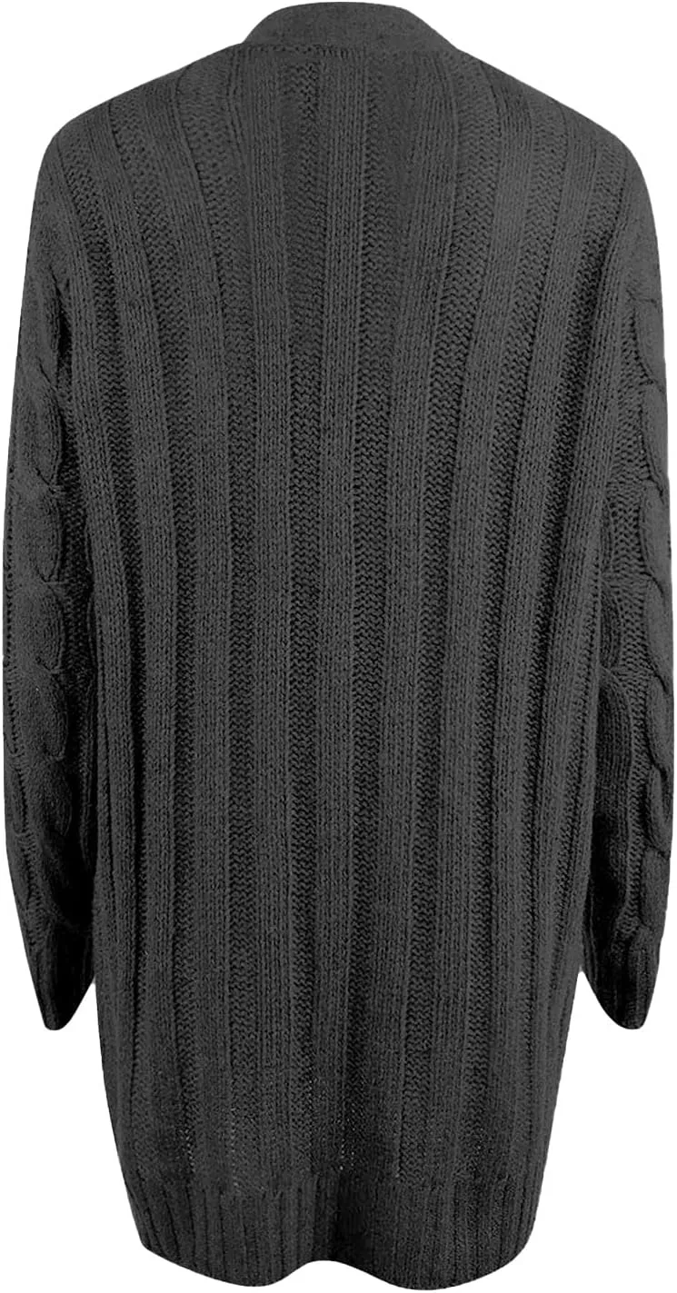 Winter Coats for Women 2025 Cable Knit Long Sleeve Sweaters Button Down Fall Outwear Coat Comfy Open Front Cardigan