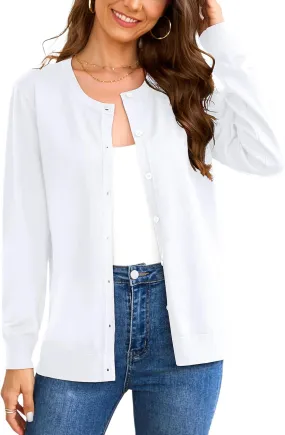 Women's 2025 Cardigan Sweaters Trendy Casual Button Down Long Sleeve Crew Neck Lightweight Knit Fall Cardigans Coat