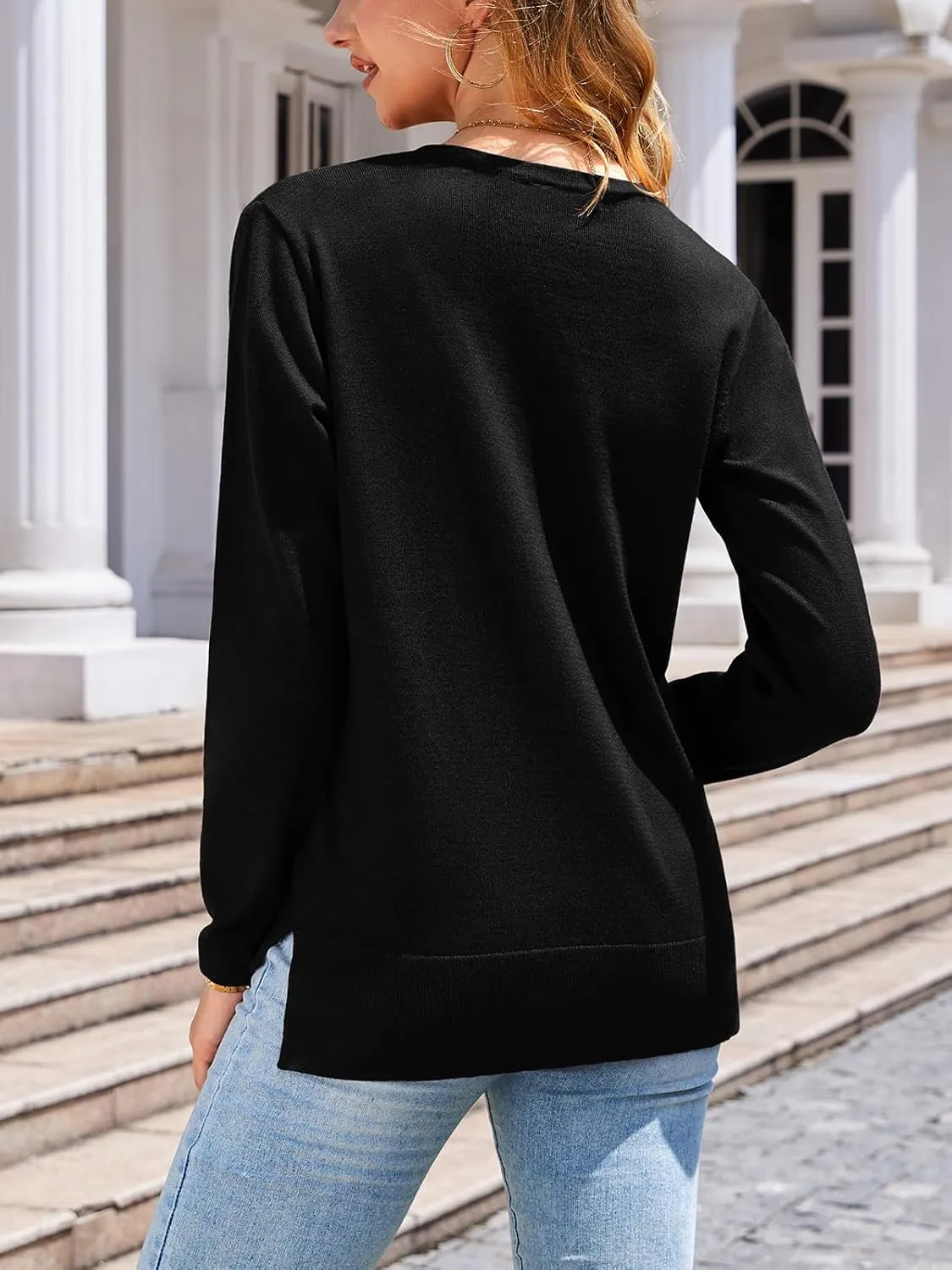 Women's 2025 Cardigan Sweaters Trendy Casual Button Down Long Sleeve Crew Neck Lightweight Knit Fall Cardigans Coat