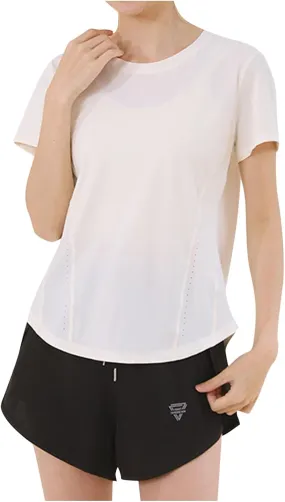 Women's T Shirts Round Neck Short Sleeve Breathable Tee Sun Protection Quick Dry Yoga Gym Workout Athletic Tops