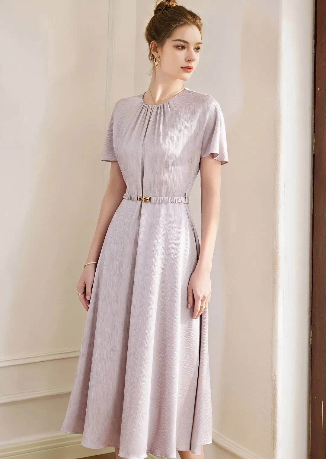 WRINKLED MIDI DRESS