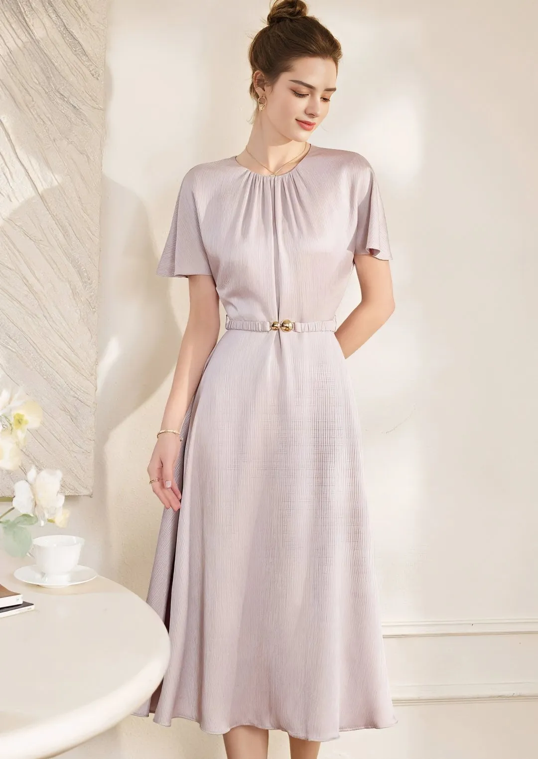WRINKLED MIDI DRESS