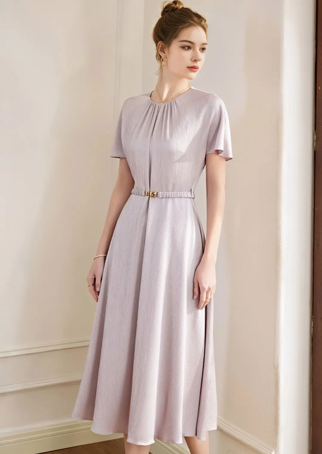 WRINKLED MIDI DRESS