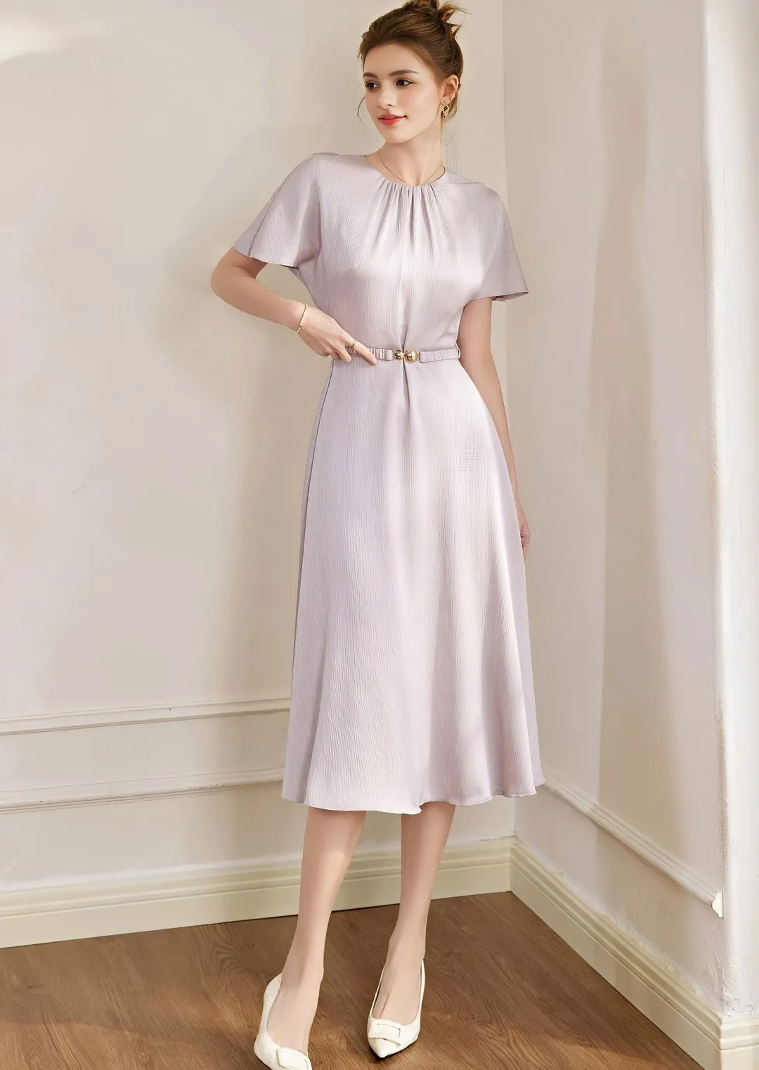 WRINKLED MIDI DRESS