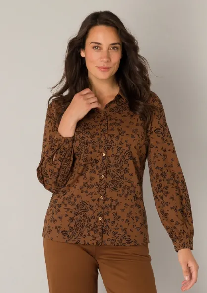 Yest Olimpia Essential Blouse | Brown/Black   Green/Black
