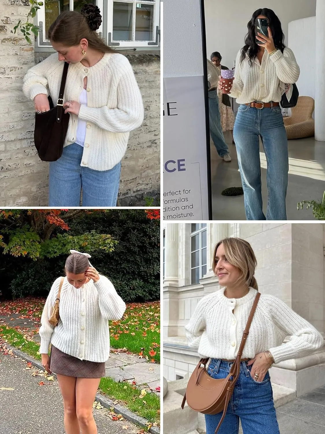 YKR Womens Fall Cardigan Sweater Long Sleeve Chunky Knit Open Front Button Loose Casual Cardigan Coat