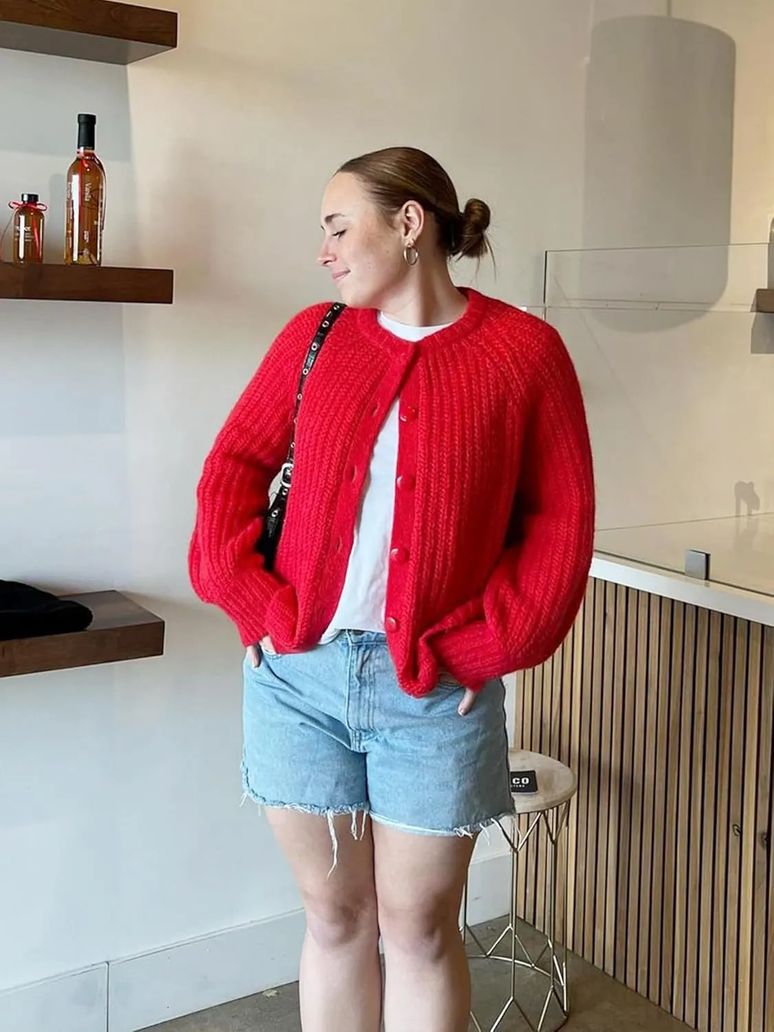 YKR Womens Fall Cardigan Sweater Long Sleeve Chunky Knit Open Front Button Loose Casual Cardigan Coat