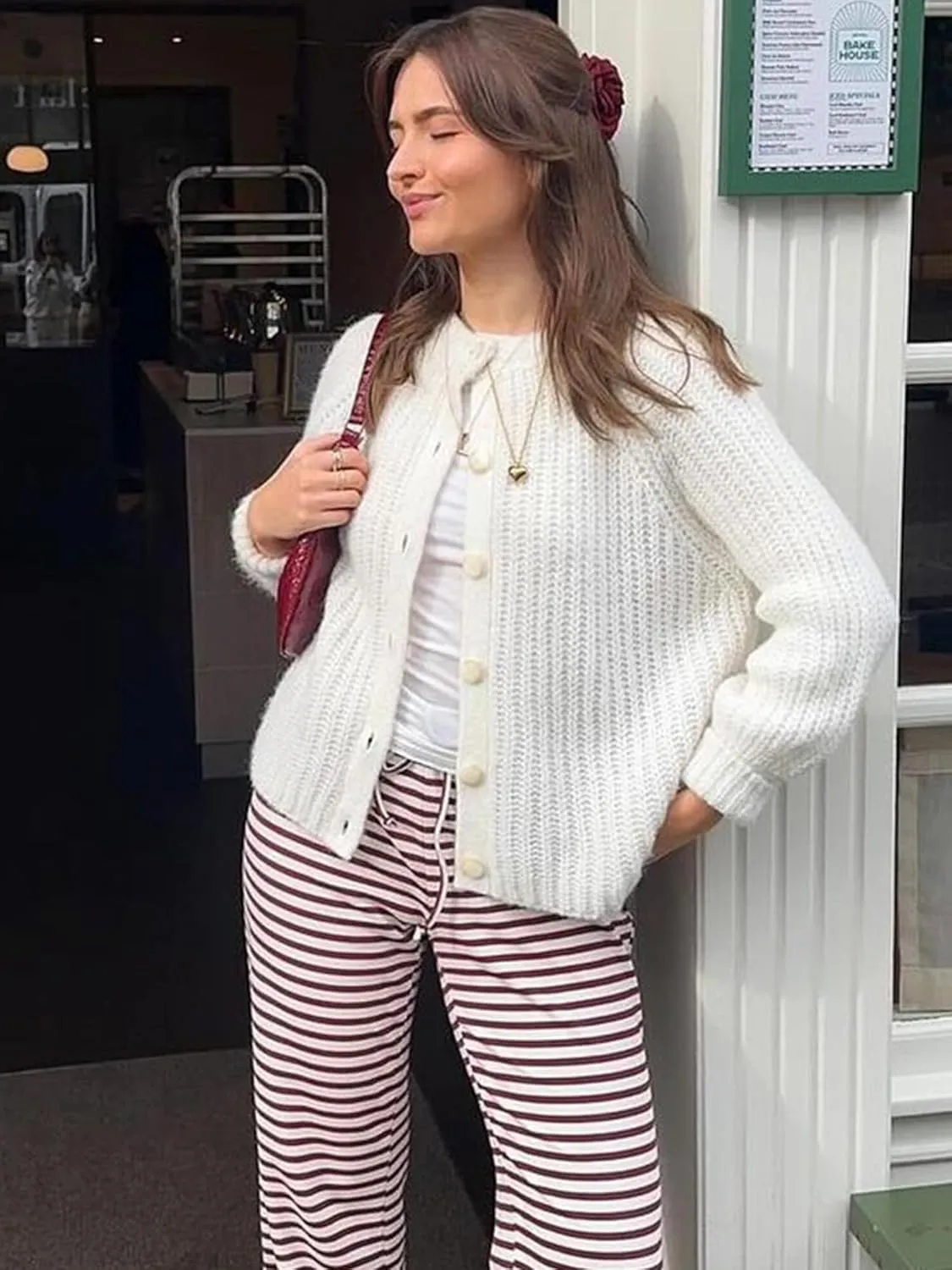YKR Womens Fall Cardigan Sweater Long Sleeve Chunky Knit Open Front Button Loose Casual Cardigan Coat