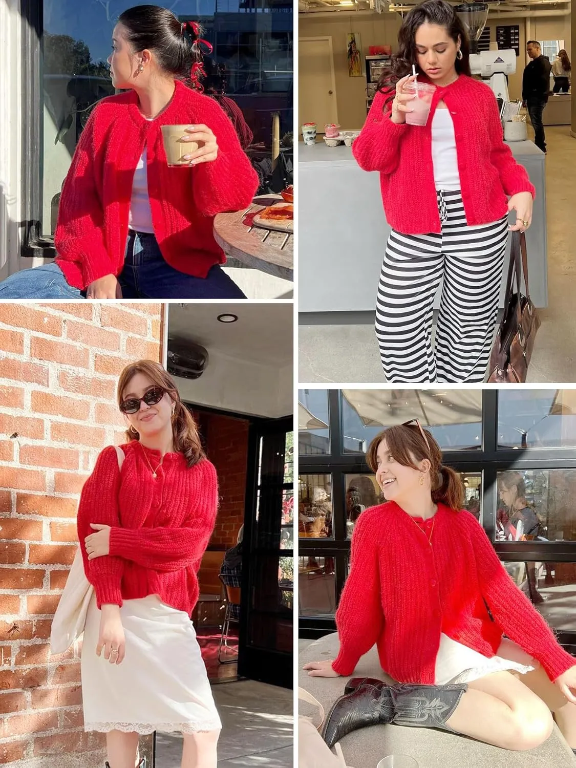 YKR Womens Fall Cardigan Sweater Long Sleeve Chunky Knit Open Front Button Loose Casual Cardigan Coat