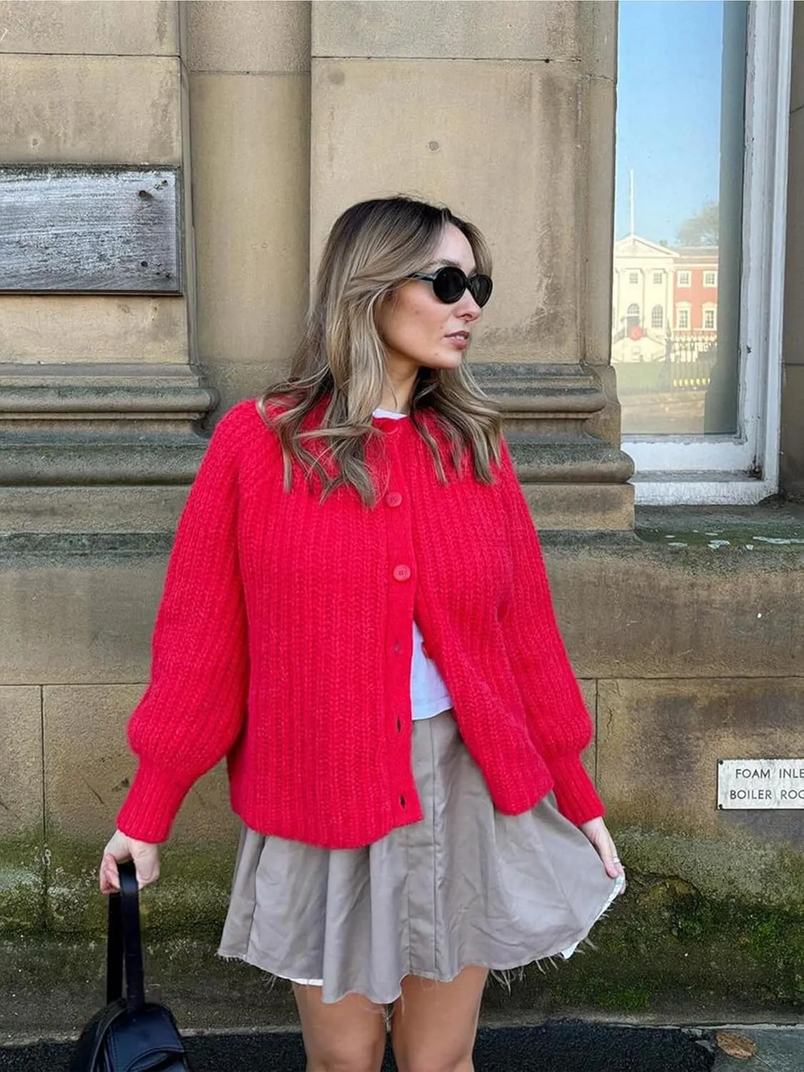 YKR Womens Fall Cardigan Sweater Long Sleeve Chunky Knit Open Front Button Loose Casual Cardigan Coat