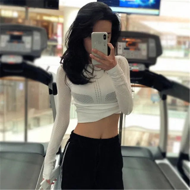 Yoga Shirt Women Tops Gym Sport Tops Fit Workout Quick Dry Running Sport T Shirts Fitness Long Sleeve Yoga Women T Shirts